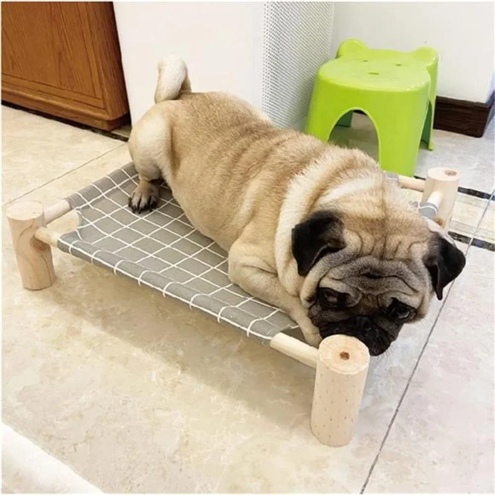 Cat/Dog Bed,Wooden PetHammock Bed,Elevated Breathable Dog Bed,DetachablePortable